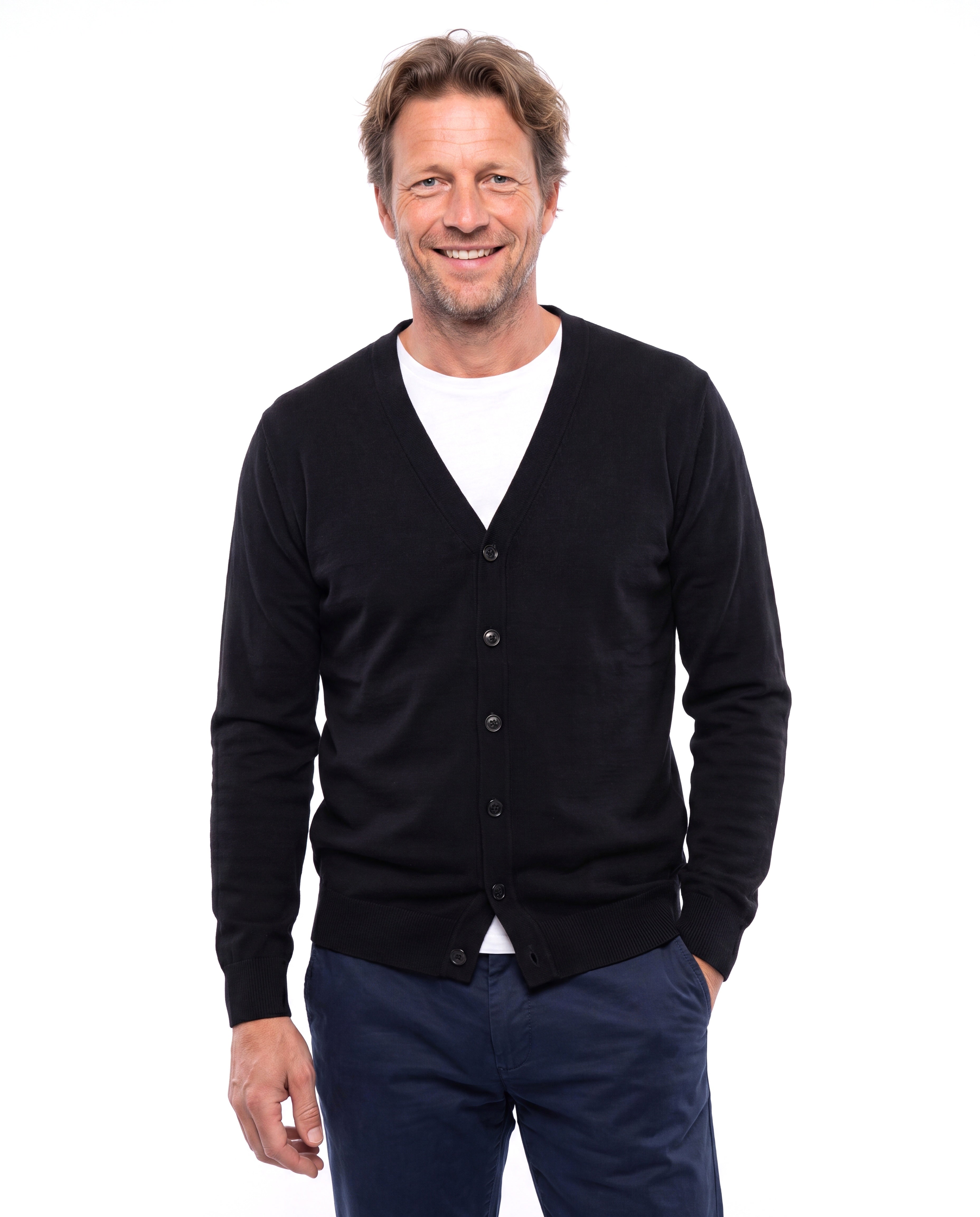 Fijngebreid vest met ronde hals Heren