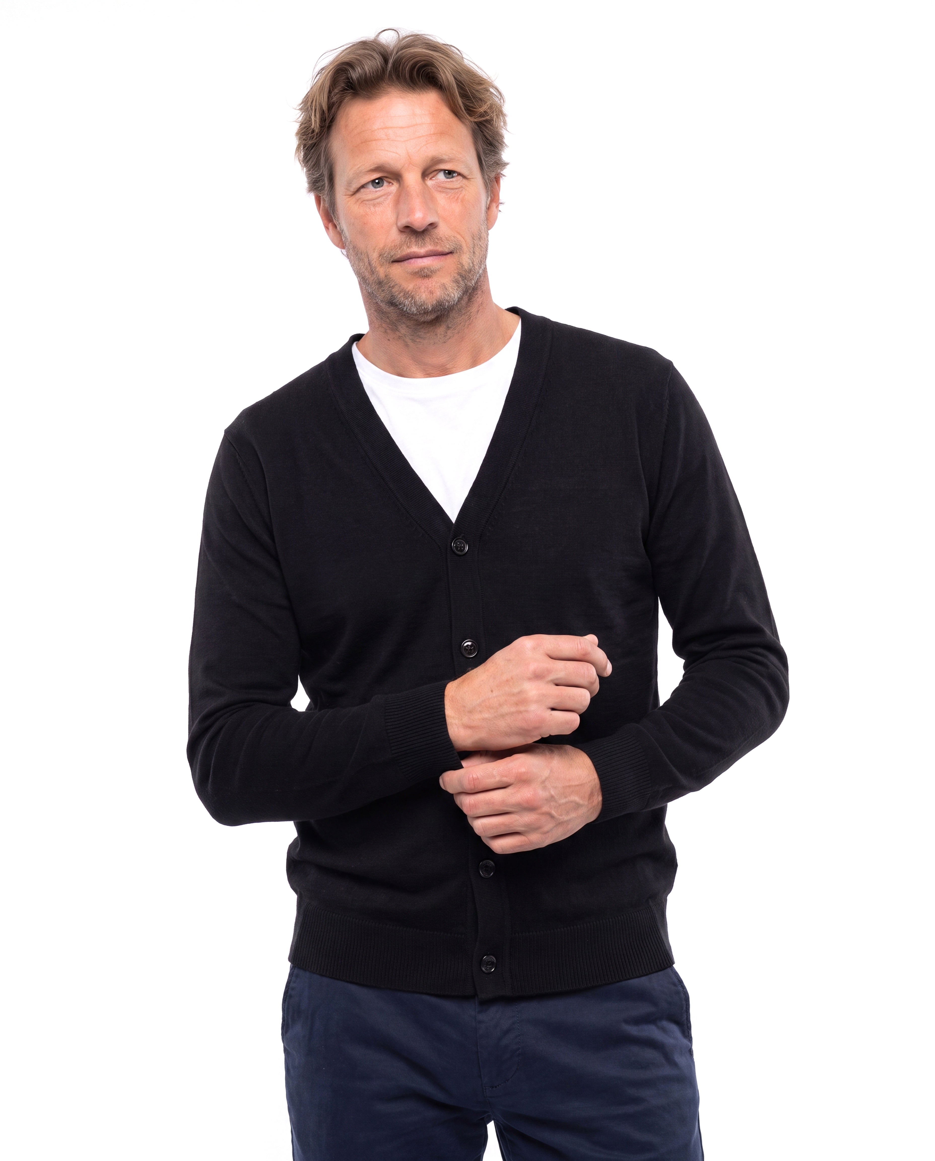 Fijngebreid vest met ronde hals Heren