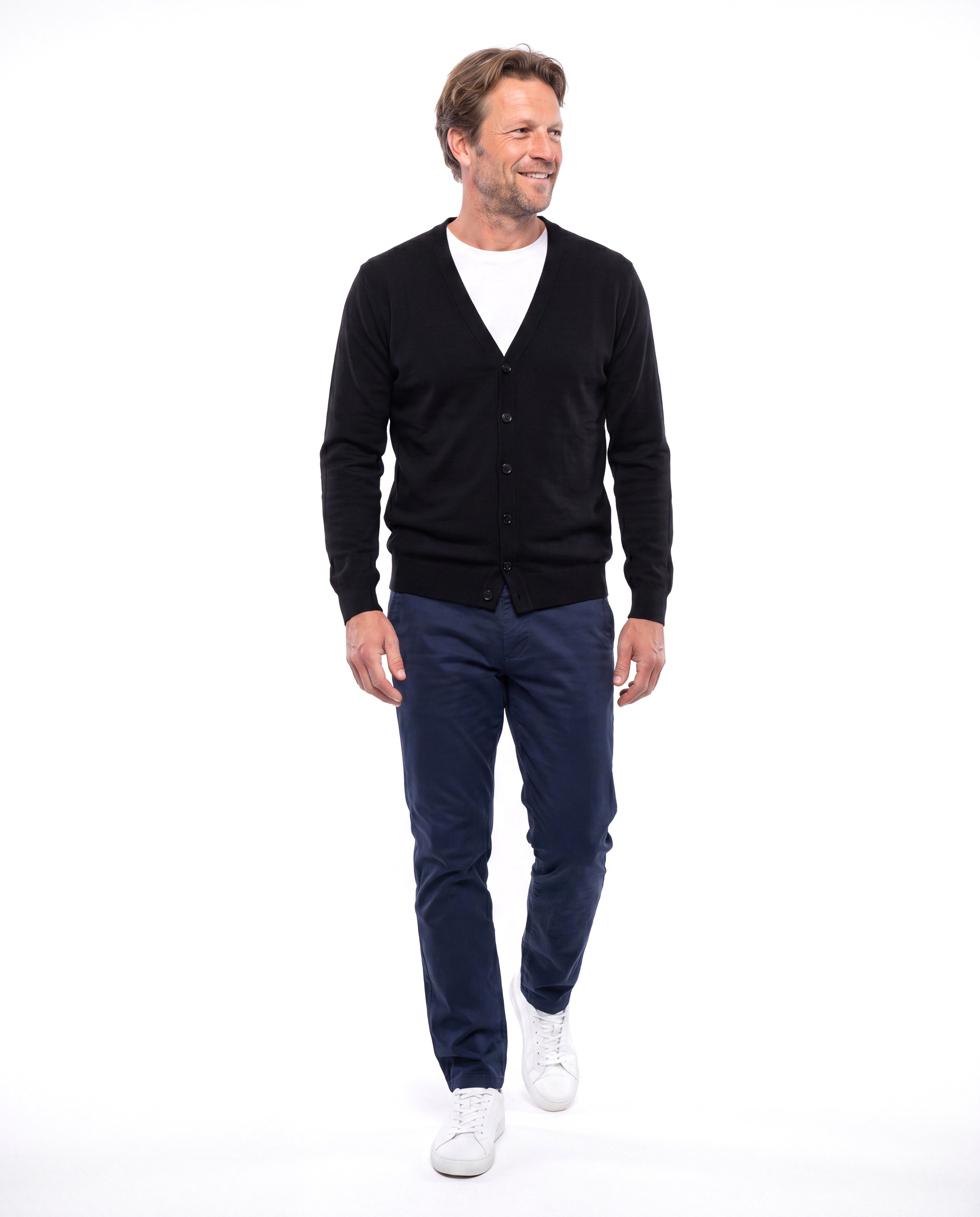 Fijngebreid vest met ronde hals Heren