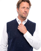 Gebreid vest met V-hals en mouwloos design Heren