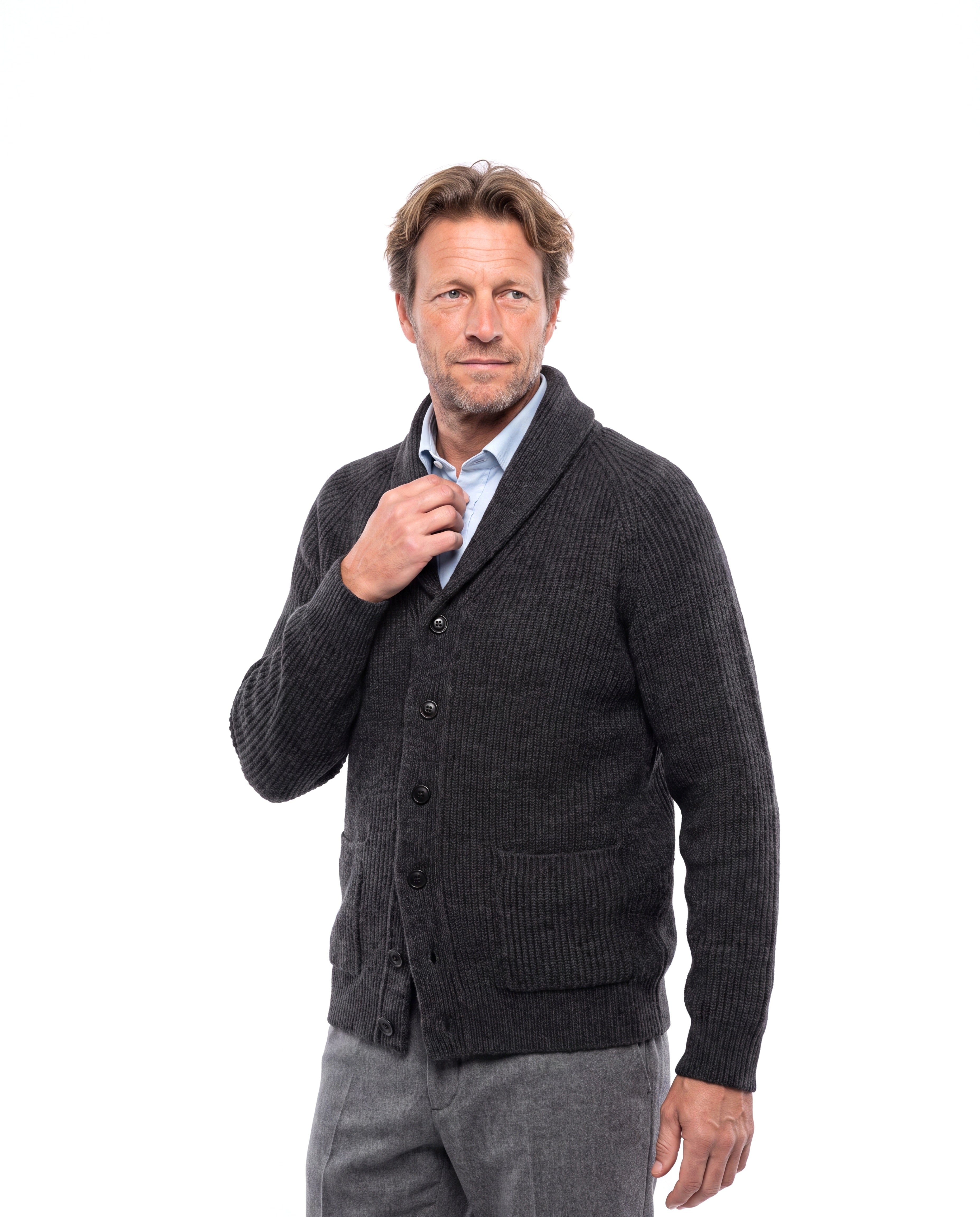 Wollen vest met V-hals Heren