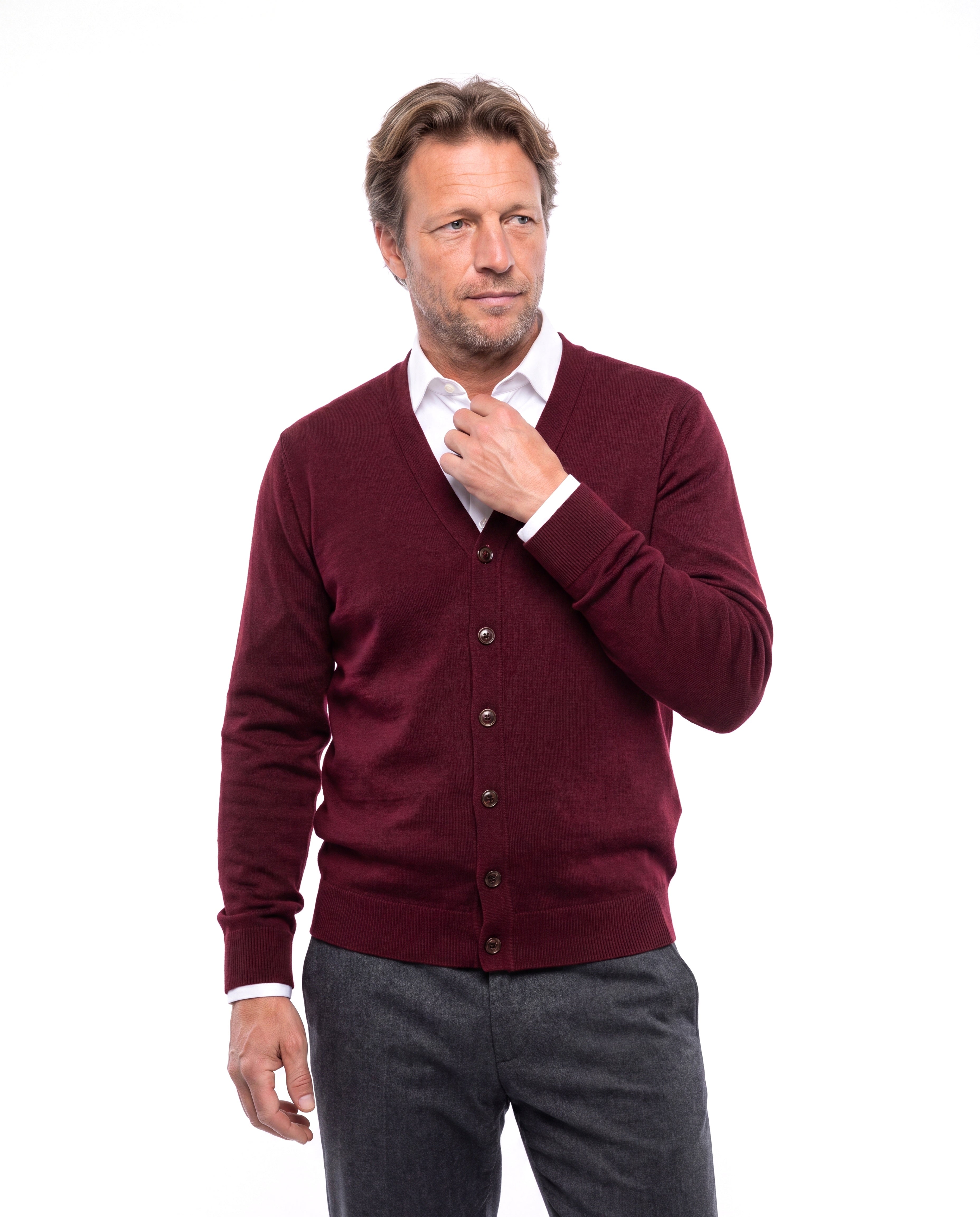 Gebreid vest met v-hals Heren