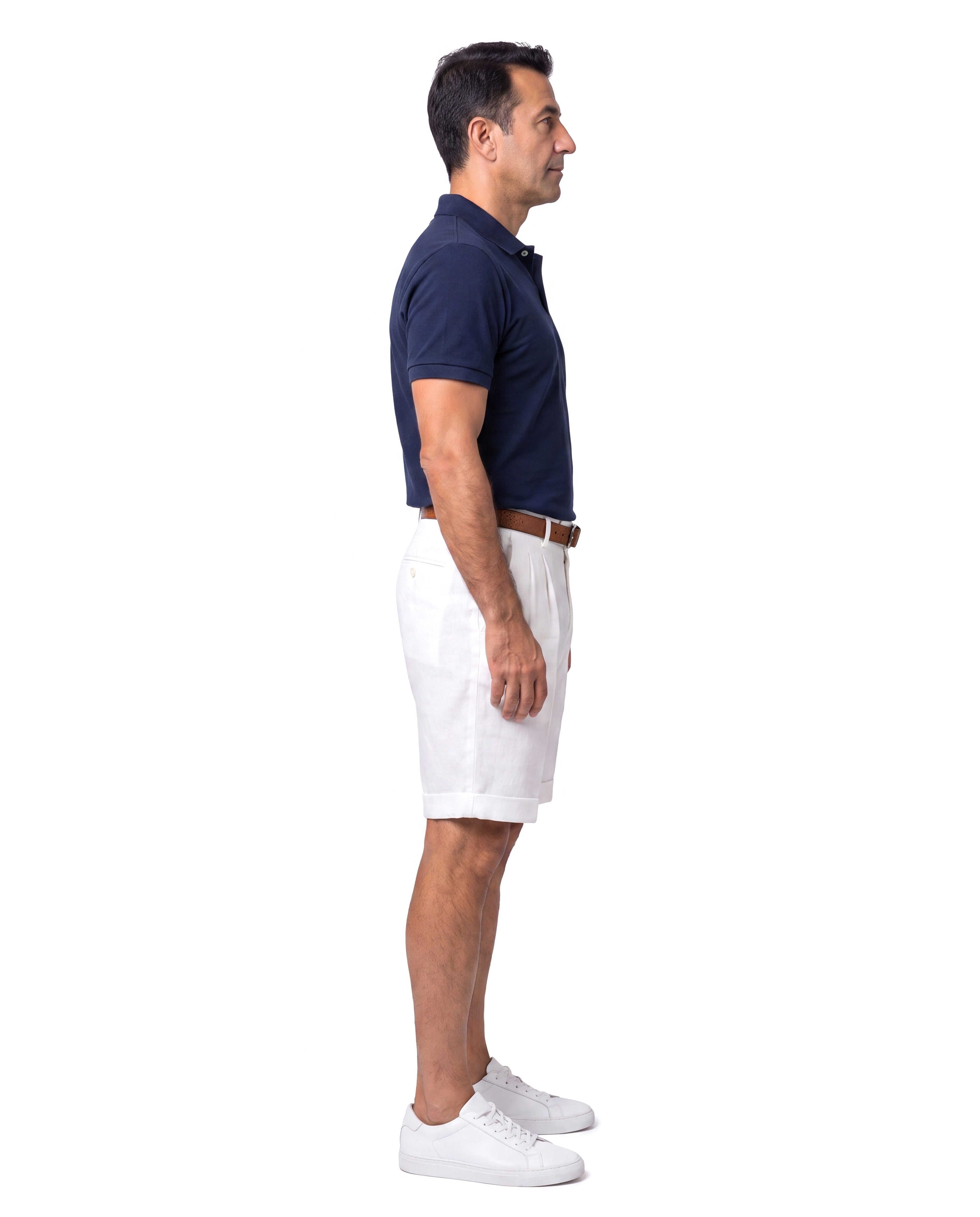 Katoenen chino short met stiksteekdetail Heren