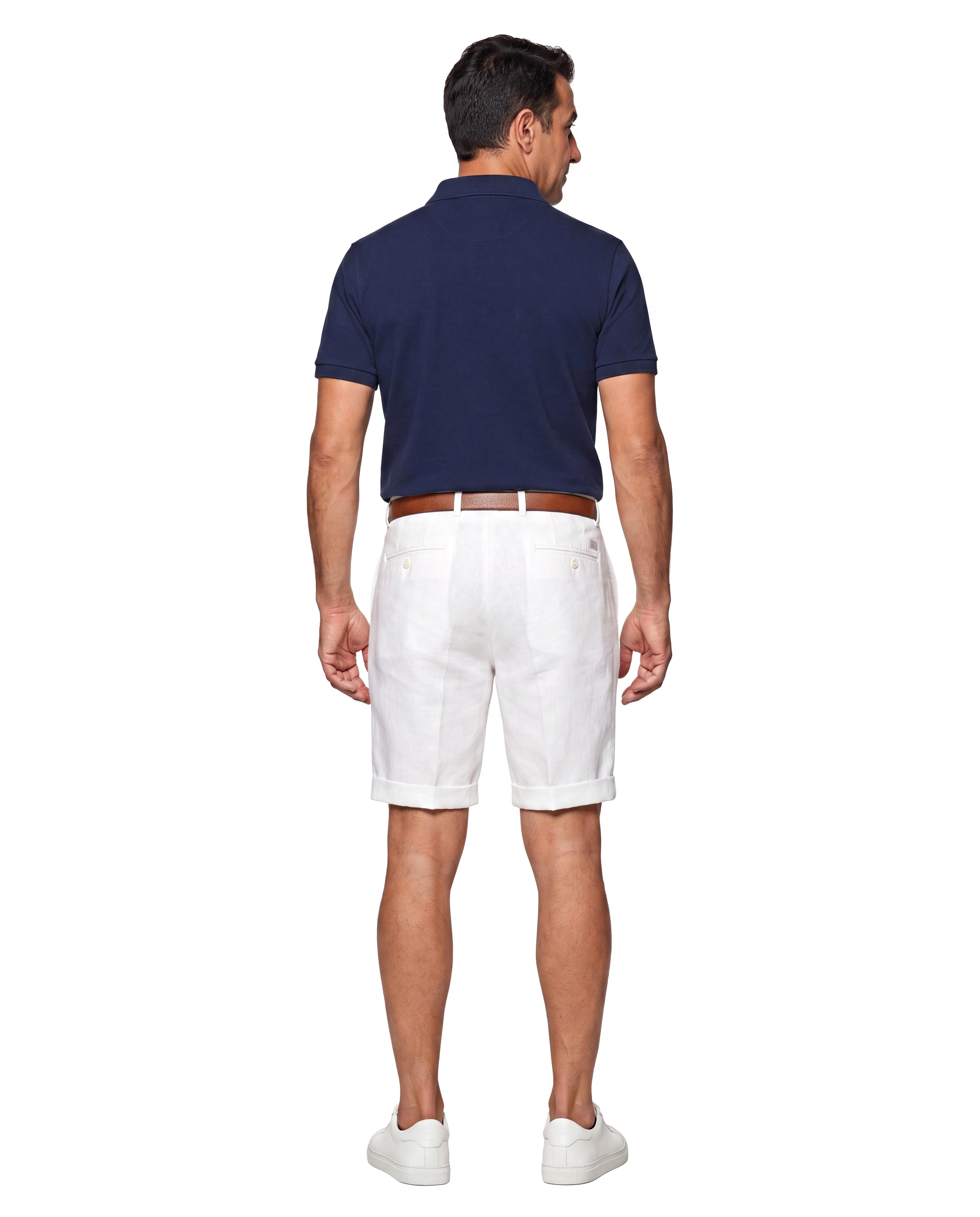 Katoenen chino short met stiksteekdetail Heren