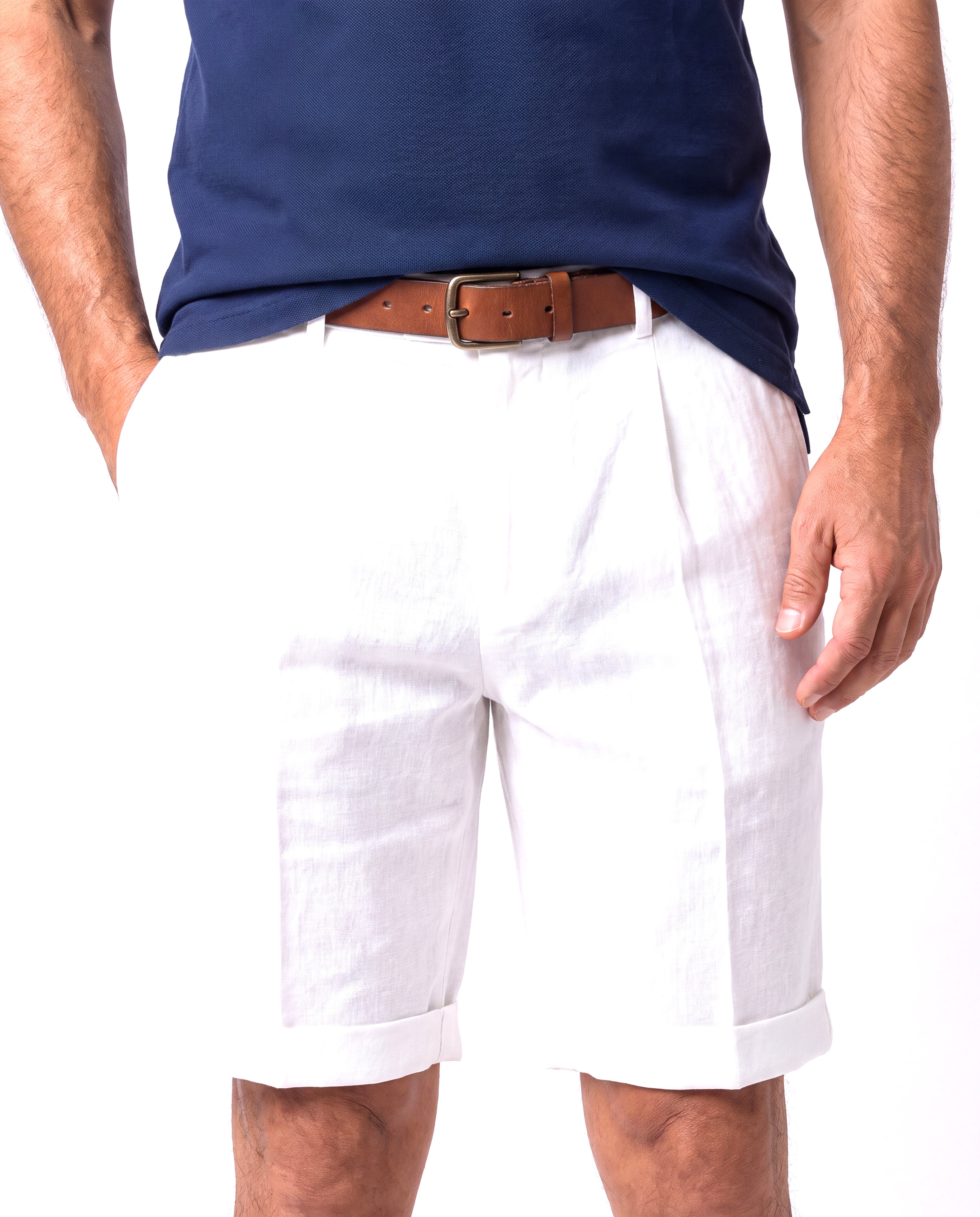 Katoenen chino short met stiksteekdetail Heren