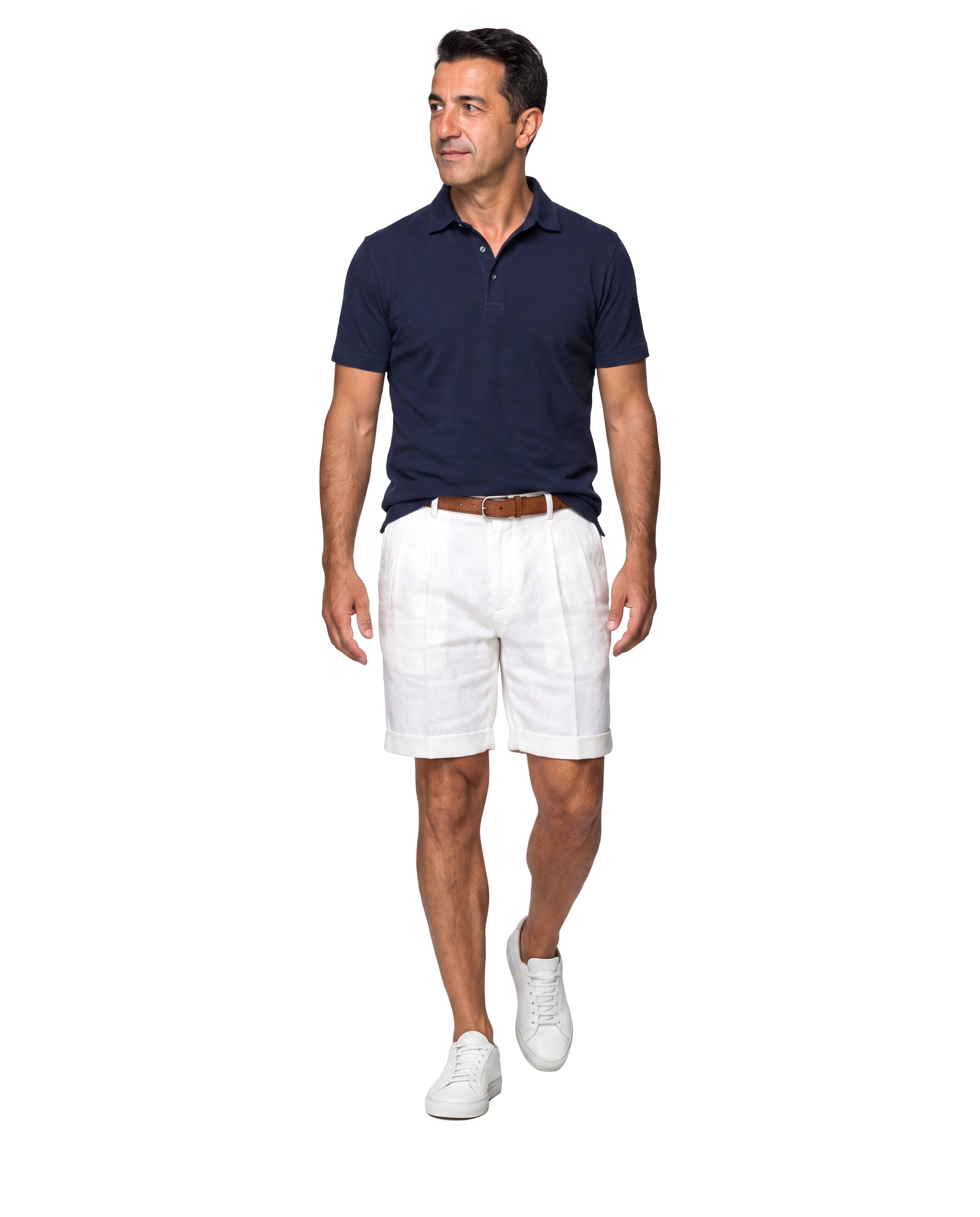 Katoenen chino short met stiksteekdetail Heren