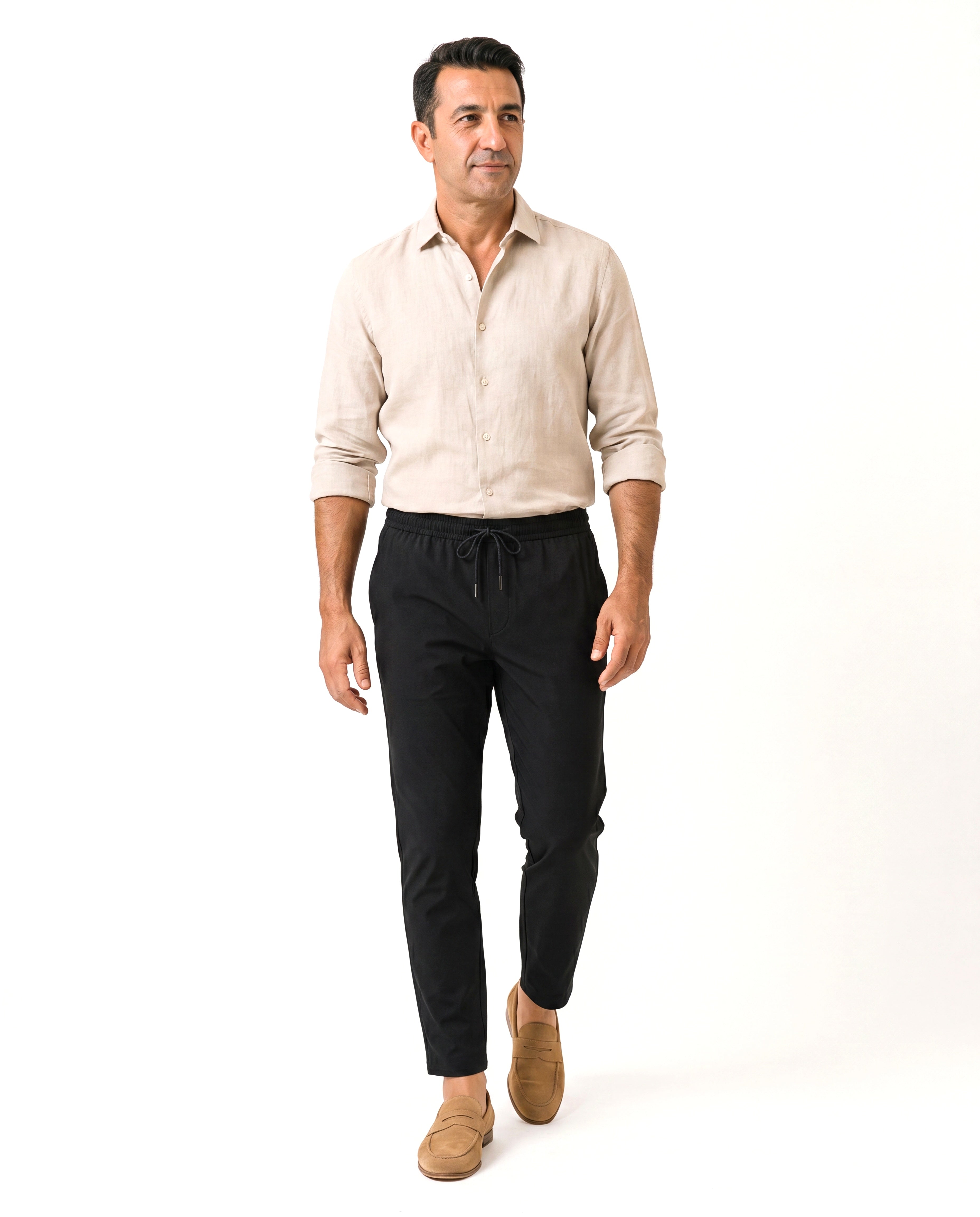 Luchtige broek met elastische tailleband Heren