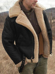 Leren Aviator Jas Heren Sherpa Kraag