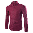 Effen Overhemd Heren Slim Fit Lange Mouw