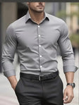 Slim Fit Overhemd Heren Ademend Lange Mouw