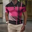 Gestreepte Polo Heren Colorblock Korte Mouw