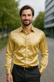 Satijnen Overhemd Heren Slim Fit Lange Mouw