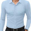 Slim Fit Overhemd Heren Stretch Lange Mouw