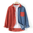 Ribfluweel Overhemd Heren Colorblock Borstzak