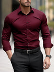 Slim Fit Overhemd Heren Stretch Lange Mouw
