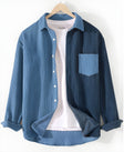 Ribfluweel Overhemd Heren Colorblock Borstzak