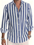 Gestreept Overhemd Heren Casual Lange Mouw