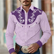 Western Overhemd Heren Geborduurd Contrasterend Design