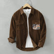 Corduroy Overshirt Heren Etnisch Borstzak Detail