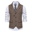 Tweed Gilet Heren Visgraat Revers