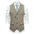 Tweed Gilet Heren Visgraat Revers