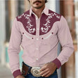 Western Overhemd Heren Geborduurd Contrasterend Design
