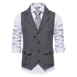Tweed Gilet Heren Visgraat Revers