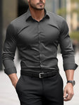 Slim Fit Overhemd Heren Stretch Lange Mouw