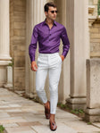 Satijnen Overhemd Heren Slim Fit Subtiele Glans