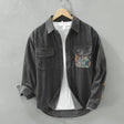 Corduroy Overshirt Heren Etnisch Borstzak Detail