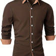 Slim Fit Overhemd Heren Contrasterende Kraag Lange Mouw