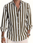 Gestreept Overhemd Heren Casual Lange Mouw