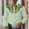 Western Overhemd Heren Geborduurd Contrasterend Design