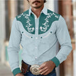 Western Overhemd Heren Geborduurd Contrasterend Design