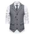 Tweed Gilet Heren Visgraat Revers