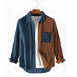 Ribfluweel Overhemd Heren Colorblock Borstzak