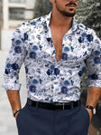 Bloemenprint Overhemd Heren Lange Mouw Slim Fit
