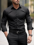 Slim Fit Overhemd Heren Stretch Lange Mouw
