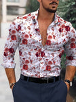 Bloemenprint Overhemd Heren Lange Mouw Slim Fit
