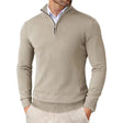 Gebreide Trui Heren Halve Rits Opstaande Kraag Slim Fit