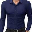 Slim Fit Overhemd Heren Stretch Lange Mouw