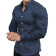 Satijnen Overhemd Heren Slim Fit Subtiele Glans