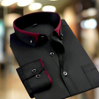 Slim Fit Overhemd Heren Contrastkraag Lange Mouw