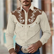 Western Overhemd Heren Geborduurd Contrasterend Design