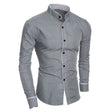 Effen Overhemd Heren Staande Kraag Slim Fit