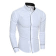 Effen Overhemd Heren Staande Kraag Slim Fit
