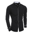 Effen Overhemd Heren Staande Kraag Slim Fit