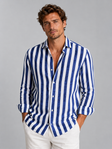 Linnen Overhemd Heren Gestreept Relaxed Fit