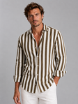 Linnen Overhemd Heren Gestreept Relaxed Fit