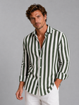 Linnen Overhemd Heren Gestreept Relaxed Fit